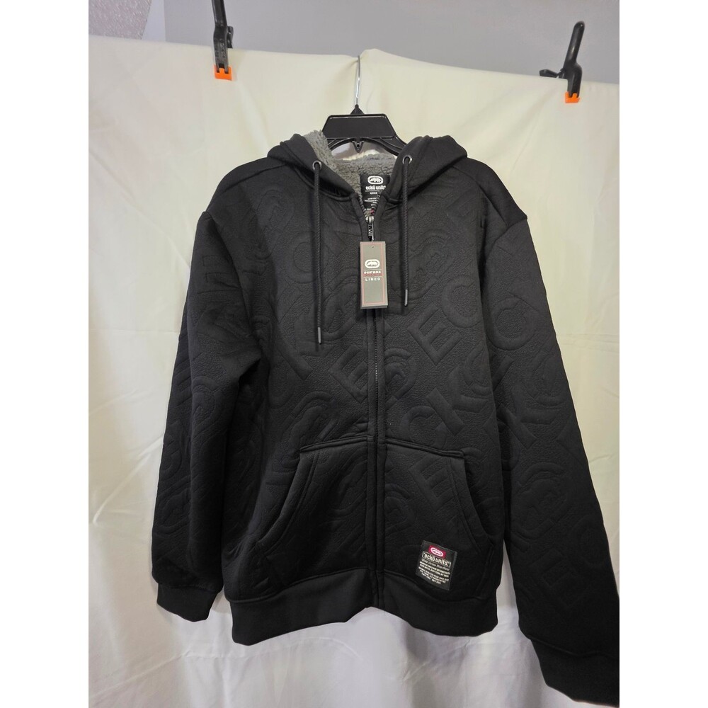 Ecko Unltd EO35H1501 Men's Full Zip Plush Lined Hoodie Black Medium